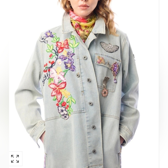 ARATTA Susanna K. Embellished  Denim Jacket. Sz M NWT MSRP $270 - Picture 1 of 15